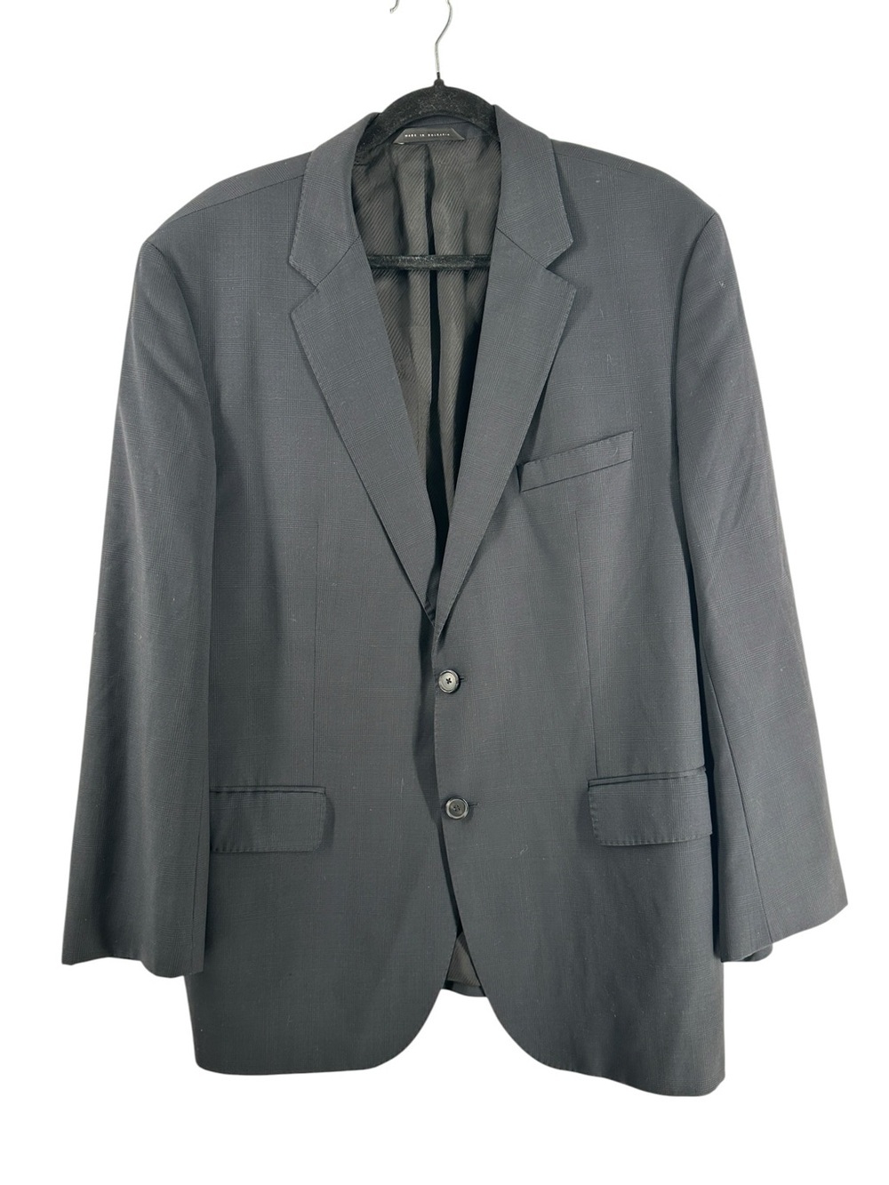 Hugo Boss blazer trendy classic slight pattern grey blue career event sz 46